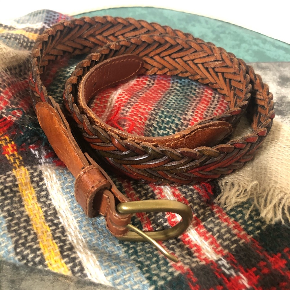 Vintage Leather Weaved Belt 32”-35”